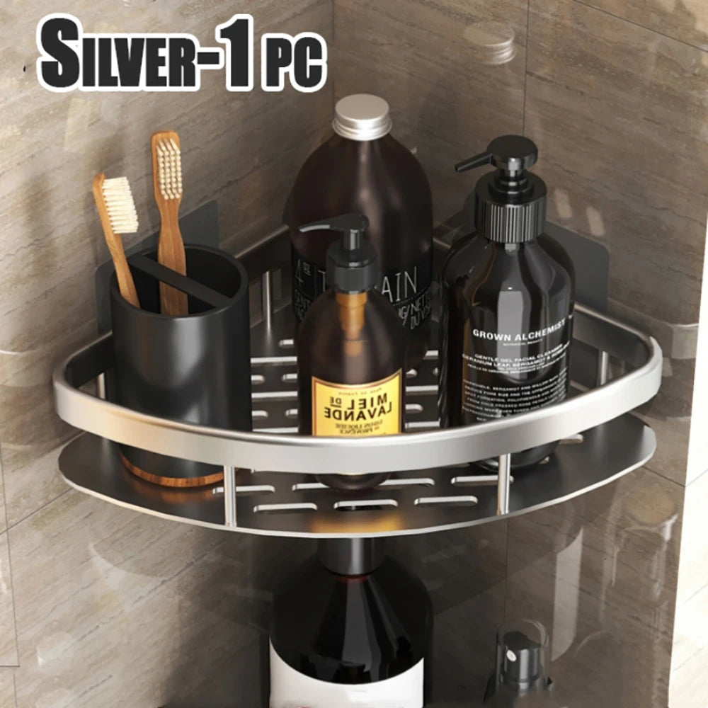 Wall Hanging Corner Rectangular Rack Bathroom Shelf Towel Rack Shelves Wall Shower Shampoo Rack No Drill Shelf Tripod