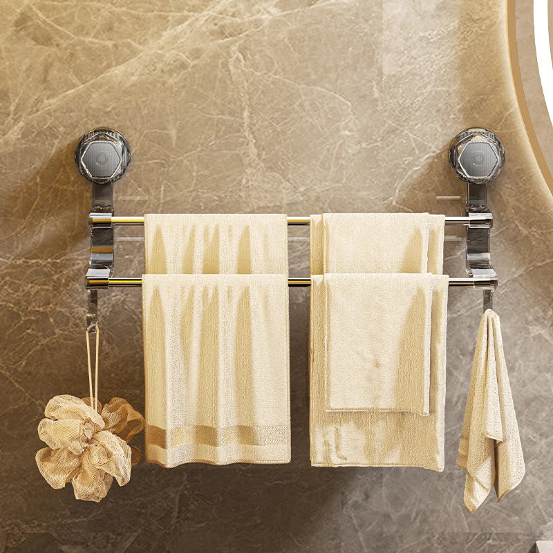 Suction Cup Towel Rack Household Bathroom Towel Storage With Hook Dry And Wet Towel Dual Use Light Luxury Bathroom Storage