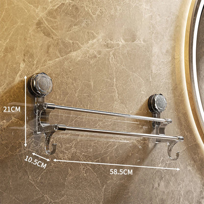Suction Cup Towel Rack Household Bathroom Towel Storage With Hook Dry And Wet Towel Dual Use Light Luxury Bathroom Storage