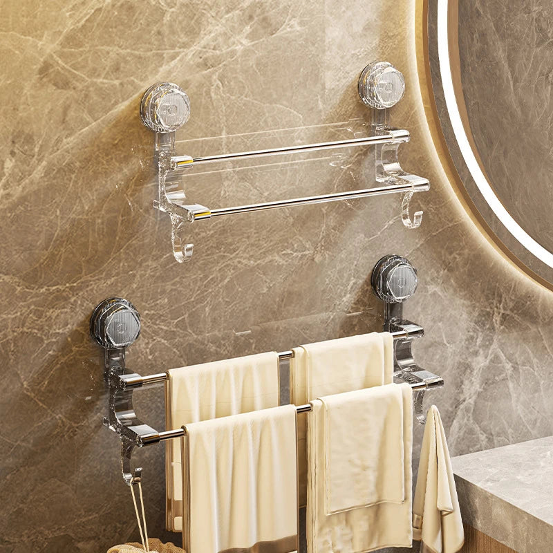 Suction Cup Towel Rack Household Bathroom Towel Storage With Hook Dry And Wet Towel Dual Use Light Luxury Bathroom Storage
